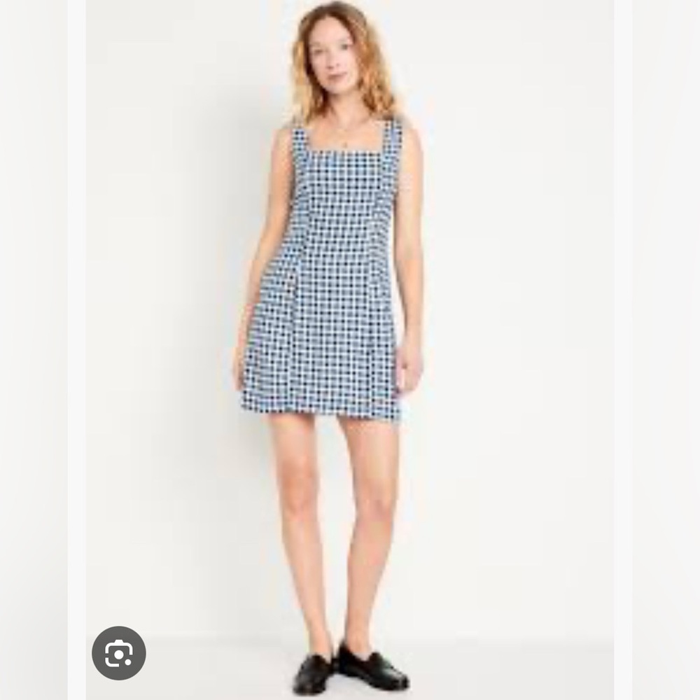 Old Navy square neck gingham mini dress